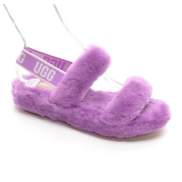 New UGG Oh Yeah Lilac Fluffy Sheepskin Slingback Sandals size 8 - Picture 4 of 8